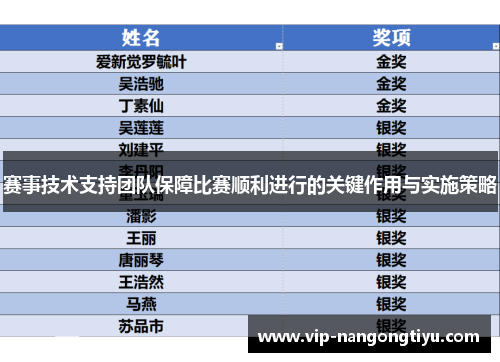 赛事技术支持团队保障比赛顺利进行的关键作用与实施策略